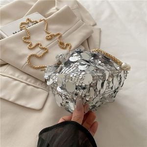 New Premium Metallic Fringe <b>Sequin</b> Luxury Wedding Party Bucket Designer <b>Sequins</b> Evening Clutch Bag ZIP Closure Polyester Lining - Product Image 5