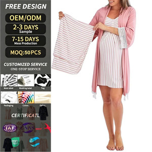 <span class=keywords><strong>Set</strong></span> 3 Pezzi per Maternità: Camicia da Notte, Vestaglia e Copertina per Neonato, 100% Fibra di Bambù - Product Image 1