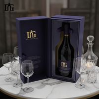 Boîtes de champagne et de vin en carton personnalisées avec logo de marque, estampillage or, emballage cadeau en papier, avec satin de luxe
