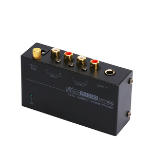Préamplificateur de platine compact COKYIS PP400 DC 12V à faible bruit, 4 canaux, avec RCA et prise TRS 1/4 pouce, mini portable, noir - Product Image 1