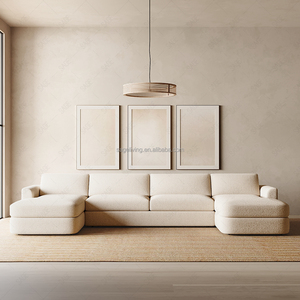 Sageliving moderno soggiorno in legno di quercia durevole U-Chaise divano contemporaneo con struttura solida soggiorno mobili - Product Image 1