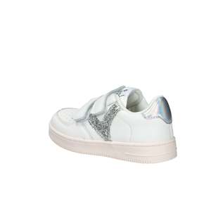 Sneakers Victoria per Ragazze, Bianche e Argento con Pannello Laterale Glitterato e Chiusura in Velcro, Scarpe Casual - Product Image 3