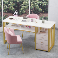 Ensemble table et chaise de salon de manucure moderne en fer, luxe, simple, économique, commercial, simple ou double, Su Ai