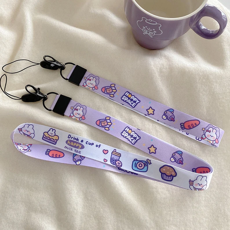 Cheap Custom logo Portable Nylon Jacquard Fabric Stick Tool Retractable Adjustable Mobile Phone Lanyard Strap Image 5
