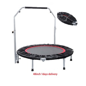 Mini trampoline pliable 48 pouces à ressorts silencieux avec barre de maintien réglable, idéal pour le <span class=keywords><strong>fitness</strong></span> des adultes et des enfants - Vente flash - Product Image 1