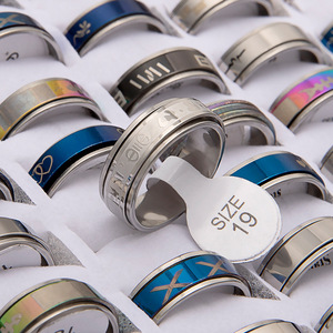 Conjunto de anillos de dedo giratorios de diseño mixto para hombre, joyería de titanio, lote a granel, anillo de acero inoxidable para hombre - Product Image 2