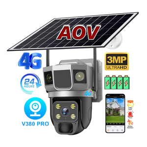 V380PRO <b>Outdoor</b> 3MP 4G AOV IP66 PTZ Solar Security <b>Camera</b> Two Way Voice Intercom Voice Alarm Picture Push Cloud Storage TF Card - Product Image 1