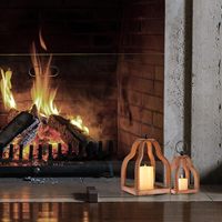 Lanternes en bois style ferme, ensemble de 2 chandeliers muraux suspendus marron pour centre de table, cheminée, décoration intérieure