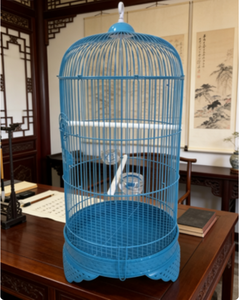 Jaula para Pájaros de Plástico Azul Premium, Jaula Redonda Grande para Loros con Percha y Comederos, Fácil de Limpiar y Montar, Duradera - Product Image 4