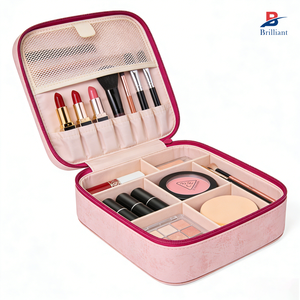 กระเป๋าเครื่องสำอางแบบซิปคู่สีชมพู EVA ขนาดพิเศษสำหรับสุภาพสตรี - Product Image 2