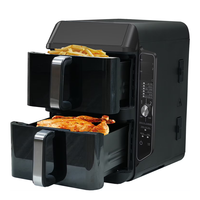 Friteuse à air numérique à double étage de 11,2 L avec fenêtre visible, lumière de cuisson, 6 programmes prédéfinis, écran tactile LED pliable, 2400 W