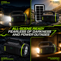 Lampe de camping solaire LED portable, rechargeable 6000 mAh ; Idéale pour la randonnée en extérieur et les situations d'urgence en cas de panne de courant.
