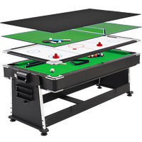 Table multifonctionnelle convertible 4 en 1 de haute qualité, table de billard de 7 pieds avec ping-pong, hockey sur air et jeux de salle à manger