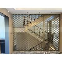Paravent décoratif moderne en acier inoxydable métallisé or rose/or/argent, finition miroir/brossé, fabriqué par Li169