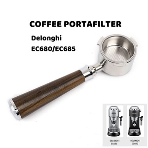 Porte-filtre à café sans fond 51MM en acier inoxydable 304, 14g, pour machine à expresso <span class=keywords><strong>Delonghi</strong></span> EC680 <span class=keywords><strong>EC685</strong></span>, panier filtrant 2 tasses, barista - Product Image 1