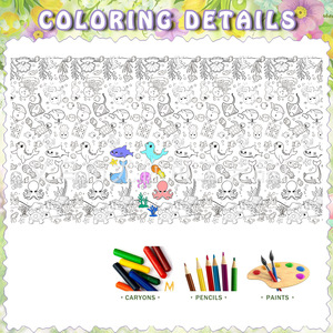 Ocean World Children's <b>Paper</b> <b>Tablecloth</b> 137x274cm DIY Coloring Poster For Party Birthday Kids Art Doodle Activity - Product Image 3