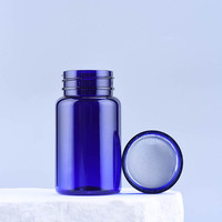 Bouteille de pilules en plastique PET capsule bleue 100cc pour le stockage des suppléments emballage bouteille de vitamine