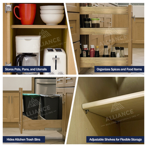 Base de gabinete con cajones de madera de roble blanco DB12-DB36 para almacenamiento |   Entrega Rápida |   Gabinetes de Cocina Económicos para Proyectos Habitacionales - Product Image 4