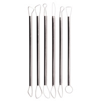 Ensemble de 6 outils de sculpture en argile, couteau de découpe pour poterie, couteau de façonnage d'argile à double tête, tige pour tour à poterie