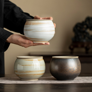 Japanese Style Earthenware <b>Tea</b> Caddy With Lid For Kung Fu <b>Tea</b> <b>Set</b> Dehua Pottery <b>Tea</b> Washer Water Bowl Teapot Holder Stand - Product Image 4