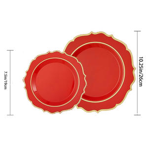 10.25 inci emas sekali pakai meja makan dekorasi pernikahan piring plastik putih dan emas untuk pernikahan & Pesta & <span class=keywords><strong>Thanksgiving</strong></span> - Product Image 2