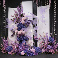 Décor floral géant personnalisé en soie pastel, papillons artificiels, fleurs artificielles, décoration de scène pour événements de mariage, accessoires pour photomaton