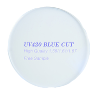 Verres optiques en résine asphériques HMC transparents anti-lumière bleue 1.56 UV420, à base standard, courbe 65/70mm, vente en gros