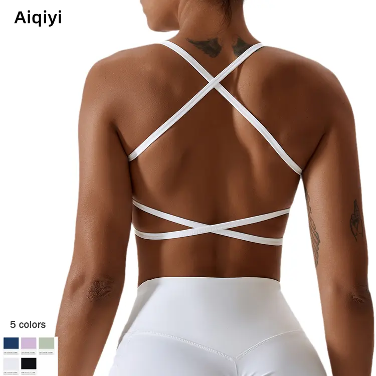 Großhandel Frauen Open Back Yoga BH U-Ausschnitt Quick Dry Gym Kleidung Nude Feeling Running Sport-BH für Frauen