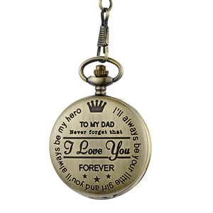Mots personnalisés à mon fils mari grand-père montres de poche <span class=keywords><strong>Vintage</strong></span> chiffre romain affichage pendentif taille chaîne Quartz <span class=keywords><strong>montre</strong></span> de poche - Product Image 6
