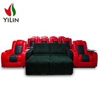 Canapé inclinable électrique pour home cinéma moderne VIP Club en cuir Chaise noire extensible avec structure en métal et cuir synthétique rembourré