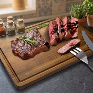 Grande planche à découper en bois rectangulaire avec poignée, planche de préparation pour la cuisine, pour la maison, les restaurants, la restauration - Product Image 1