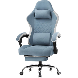 Ergonomic Grey Gaming Chair Fabric Swivel Chair with <b>Footrest</b> & Cold Cure Foam Reclining & Revolving Features for Gamers - Product Image 5