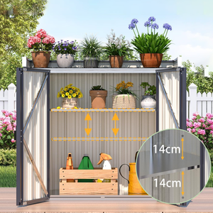 Abri de jardin vertical en métal OEM personnalisé avec portes, armoire à outils robuste pour l'extérieur, organisateur pour outils de jardin, pots et équipements - Product Image 2