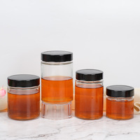 Pot en verre rond transparent pour miel et confiture de qualité alimentaire avec couvercles, disponible en 100 ml, 150 ml, 180 ml, 200 ml, 220 ml, 280 ml, 380 ml, 500 ml, 750 ml