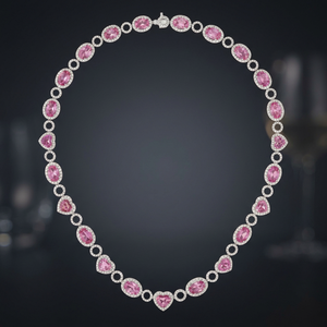 Luxury Pink Sapphire Heart Cut <b>Choker</b> Necklace 925 <b>Silver</b> Rhodium Plated Women's Fine Jewelry Wedding Style - Product Image 3