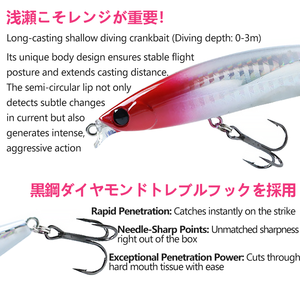 Señuelo <span class=keywords><strong>de</strong></span> superficie tipo Minnow <span class=keywords><strong>de</strong></span> 100 mm, <span class=keywords><strong>de</strong></span> lanzamiento largo y sumergible superficial, con sonajeros y acción irregular <span class=keywords><strong>para</strong></span> lubina y lucio, crankbait flotante <span class=keywords><strong>para</strong></span> corrientes. - Product Image 3