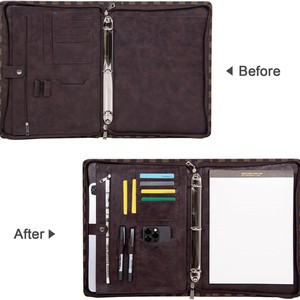 Porte-documents portable à motif écossais en cuir PU pour bureau, pochette professionnelle, classeur de gestionnaire, format A5 A6 A7, avec compartiments pour feuilles de budget - Product Image 4