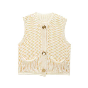 GX6195 Nouveau <span class=keywords><strong>Pull</strong></span> Tricoté Élégant <span class=keywords><strong>Femme</strong></span> 2024, Gilet Boutonné <span class=keywords><strong>Sans</strong></span> Manches, Mode Décontractée, Maille Épaisse - Product Image 4
