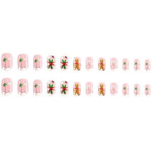 Qianya 24 pièces presse française de noël sur les ongles-homme en pain d'épice feuille de houx 3D Design en relief vacances <span class=keywords><strong>Nail</strong></span> <span class=keywords><strong>Art</strong></span> pour les femmes - Product Image 6