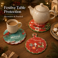 Vente en gros de dessous-de-plat en céramique personnalisés pour Noël, écologiques, antidérapants, résistants à la chaleur, pour la cuisine, protection de la table