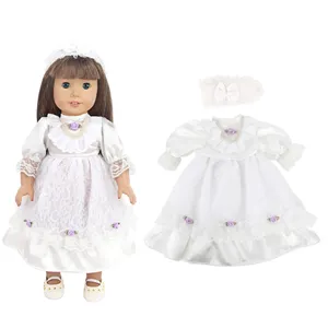 45cm 아기 인형을위한 새로운 아기 인형 옷 인형 흰색 레이스 스커트