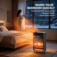Cheminée électrique transfrontalière à chauffage rapide avec thermostat réglable, télécommande, commande vocale intelligente et humidification