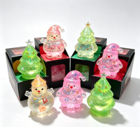 Joyeux Noël Jouet Squishy Scintillant Père Noël Bonhomme de Neige Arbre Figurine Transparente Douce à Presser Sensorielle Anti-Stress Cadeaux