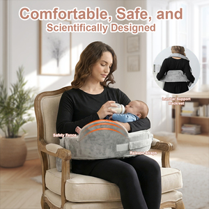 Almohada Ergonómica para <span class=keywords><strong>Lactancia</strong></span>, Cojín Ajustable de Apoyo para la Alimentación del Bebé con Correa para la Cintura y Soporte para la Espalda para Bebés - Product Image 4