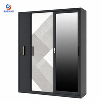 Armoire à portes coulissantes avec miroir et armoire en acier - Finition élégante, idéale pour la chambre à coucher et les suites d'hôtel