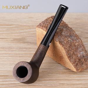 Muxiang Wood Smoking Pipe Bent Type 9mm Carbon Filter Tobacco Pipe For Personal Gift - Product Image 2