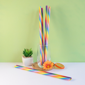 30oz 40oz Tumblers thân thiện với môi màu sọc rơm, 12 "đầy màu sắc cầu vồng rơm, 12" tái sử dụng ống hút nhựa cho 40oz Tumbler - Product Image 4