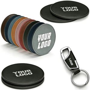 Wholesale Personalized Custom Logo <b>Coasters</b> Pu Leather Round Whiskey <b>Coaster</b> for Restaurant Hotel Promo Business Gift Cup Mat - Product Image 1