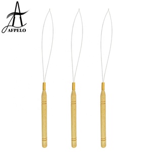 Jarum rajut rambut pegangan kayu, alat kait ekstensi rambut, jarum benang, lingkaran manik-manik Cincin mikro - Product Image 6