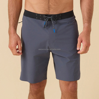 Shorts de bain respirants en maille pour l'été, technologie sans couture pour taille fixe, shorts de surf en spandex pour hommes, bleu marine